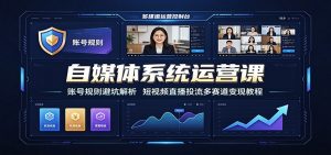 自媒体系统运营课：账号规则避坑解析，短视频直播投流多赛道变现教程-天边资源网