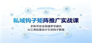 私域钩子矩阵推广实战课：多账号安全搭建养号避坑，AI工具批量设计引流钩子教程-天边资源网