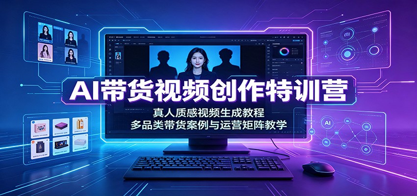 图片[1]-AI带货视频创作特训营：真人质感视频生成教程，多品类带货案例与运营矩阵教学-天边资源网