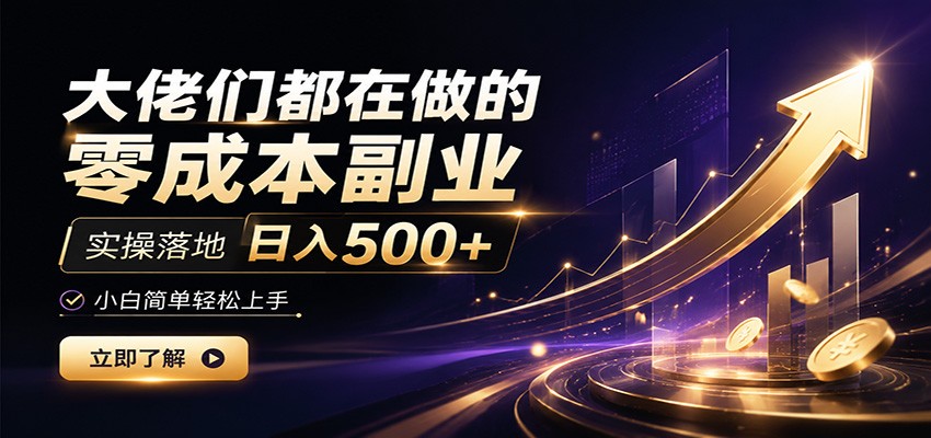 图片[1]-大佬们都在做的零成本副业，实操落地日入500+，小白一秒上手-天边资源网