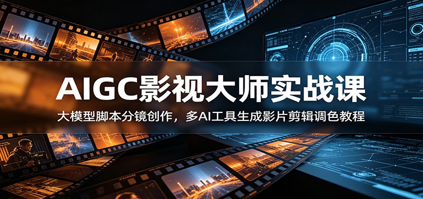 图片[1]-AIGC影视大师实战课：大模型脚本分镜创作，多AI工具生成影片剪辑调色教程-天边资源网