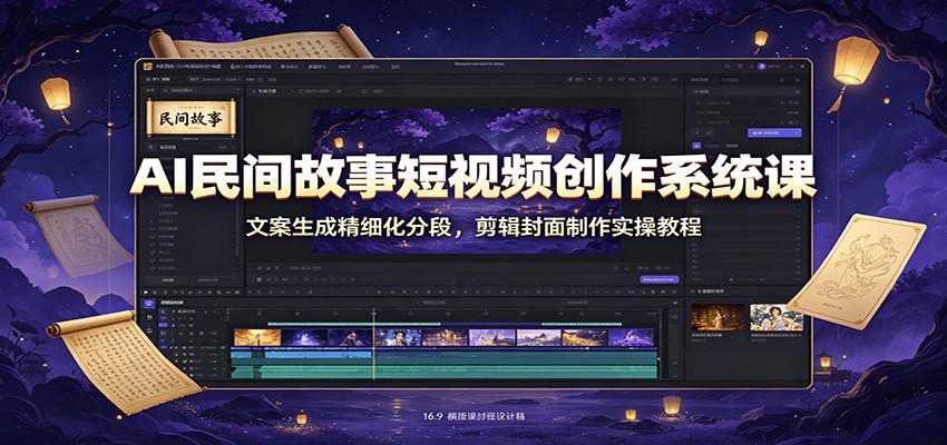 图片[1]-AI民间故事短视频创作系统课：文案生成精细化分段，剪辑封面制作实操教程-天边资源网