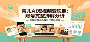 育儿AI短视频变现课:账号完整拆解分析,AI赋能育儿内容创作落地实操-天边资源网