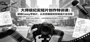 大师级纪实短片创作特训课：跟随Casey学拍片，从灵感捕捉到剪辑成片全流程-天边资源网