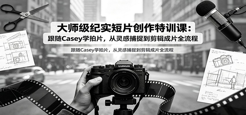 图片[1]-大师级纪实短片创作特训课：跟随Casey学拍片，从灵感捕捉到剪辑成片全流程-天边资源网