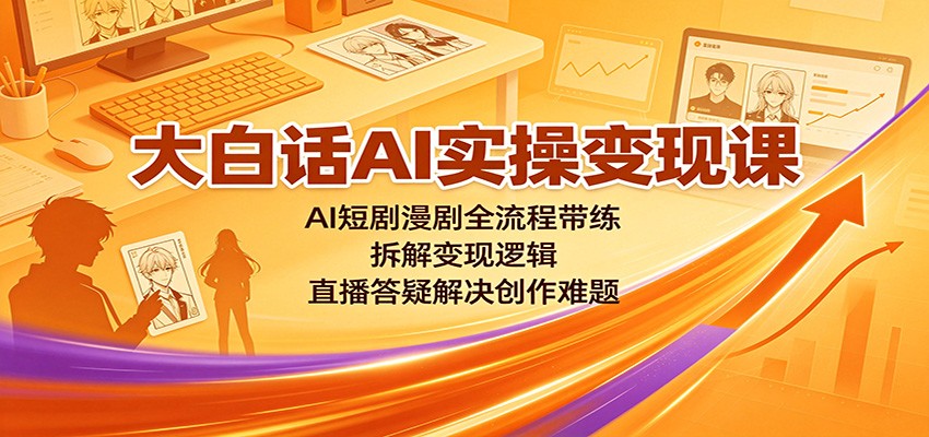 图片[1]-大白话AI实操变现课：AI短剧漫剧全流程带练，拆解变现逻辑，直播答疑解决创作难题-天边资源网