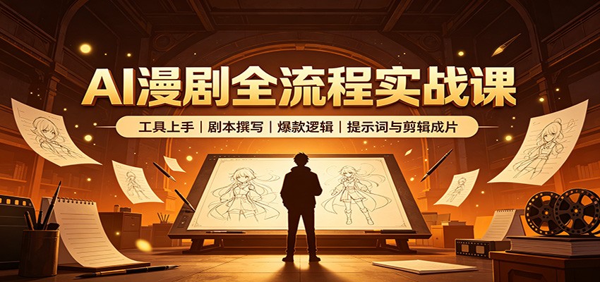 图片[1]-AI漫剧全流程实战课：工具上手、剧本撰写、爆款逻辑、提示词与剪辑成片-天边资源网