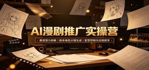 AI漫剧推广实操营：赛道潜力拆解，剧本角色分镜生成，配音剪辑与运镜教学-天边资源网
