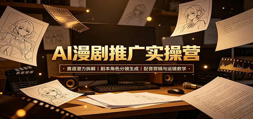 图片[1]-AI漫剧推广实操营：赛道潜力拆解，剧本角色分镜生成，配音剪辑与运镜教学-天边资源网
