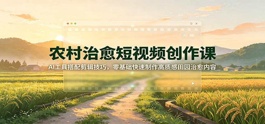 图片[1]-农村治愈短视频创作课：AI工具搭配剪辑技巧，零基础快速制作高质感田园治愈内容-天边资源网