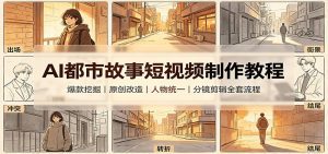 AI都市故事短视频制作教程：爆款挖掘原创改造，人物统一分镜剪辑全套流程-天边资源网