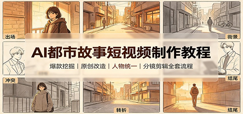 图片[1]-AI都市故事短视频制作教程：爆款挖掘原创改造，人物统一分镜剪辑全套流程-天边资源网