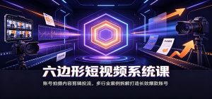 六边形短视频系统课：账号拍摄内容剪辑投流，多行业案例拆解打造长效爆款账号-天边资源网