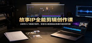 故事IP全能剪辑创作课：从软件入门到成片制作，实拍与AI配音结合快速打造优质内容-天边资源网