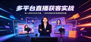 多平台直播获客实战：单人多账号同步开播，一份时间撬动多渠道精准流量-天边资源网