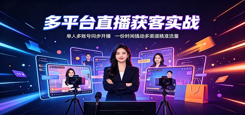 图片[1]-多平台直播获客实战：单人多账号同步开播，一份时间撬动多渠道精准流量-天边资源网