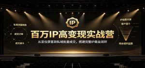 百万IP高变现实战营：从定位获客到私域批量成交，搭建完整IP商业闭环-天边资源网