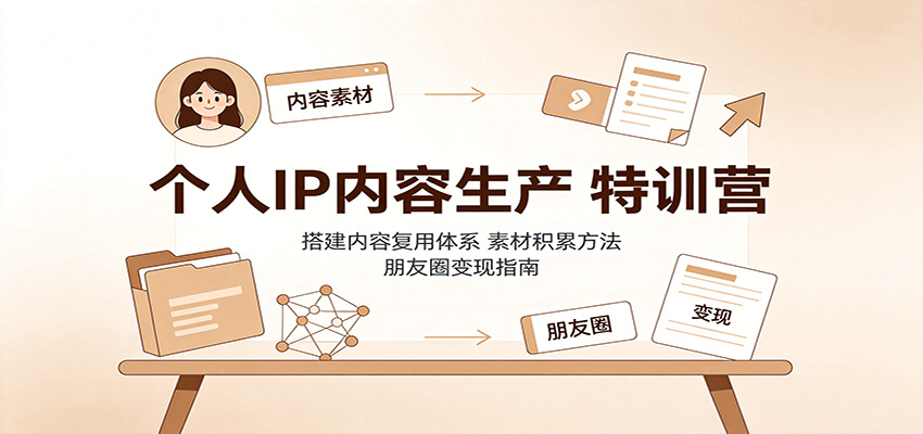 图片[1]-个人IP内容生产特训营：搭建内容复用体系，素材积累方法，朋友圈变现指南-天边资源网