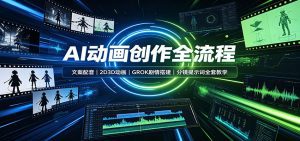 AI动画创作全流程：文案配音，2D3D动画，GROK剧情搭建，分镜提示词全套教学-天边资源网