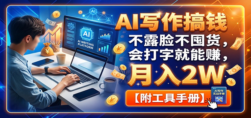 图片[1]-AI写作搞钱：不露脸不囤货，会打字就能赚，月入2W【附工具手册】-天边资源网