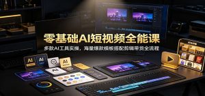 零基础AI短视频全能课：多款AI工具实操，海量爆款模板搭配剪辑带货全流程-天边资源网