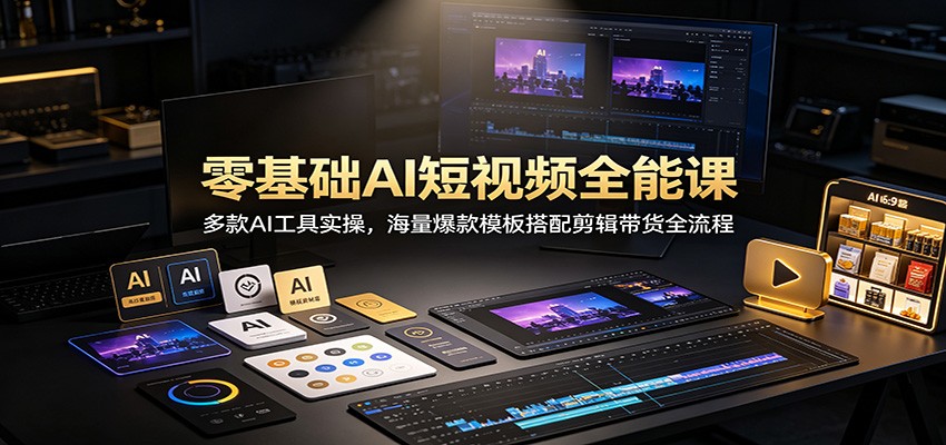 图片[1]-零基础AI短视频全能课：多款AI工具实操，海量爆款模板搭配剪辑带货全流程-天边资源网
