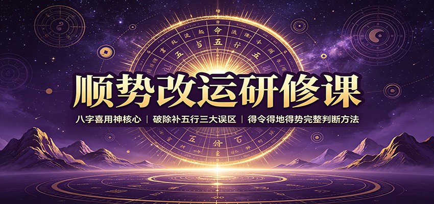 图片[1]-顺势改运研修课：八字喜用神核心，破除补五行三大误区，得令得地得势完整判断方法-天边资源网
