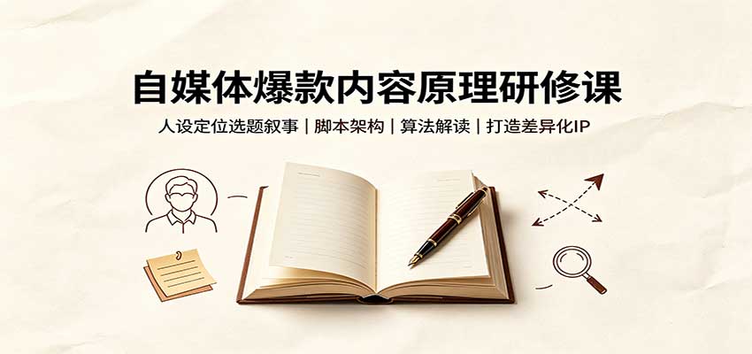 图片[1]-自媒体爆款内容原理研修课：人设定位选题叙事，脚本架构，算法解读打造差异化IP-天边资源网