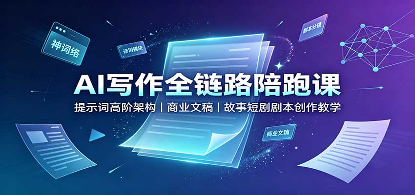 图片[1]-AI写作全链路陪跑课：提示词高阶架构，商业文稿，故事短剧剧本创作教学-天边资源网