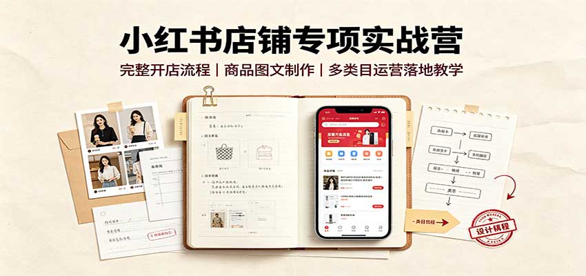 图片[1]-小红书店铺专项实战营：完整开店流程，商品图文制作，多类目运营落地教学-天边资源网