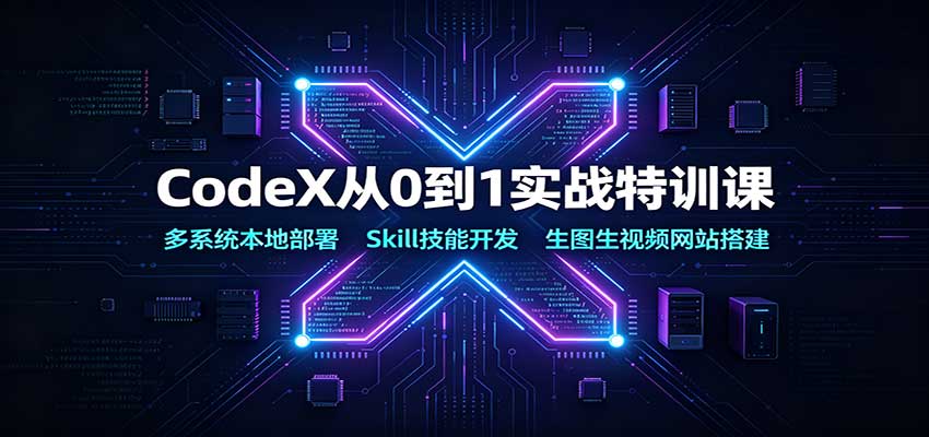 图片[1]-CodeX从0到1实战特训课：多系统本地部署，Skill技能开发，生图生视频网站搭建-天边资源网