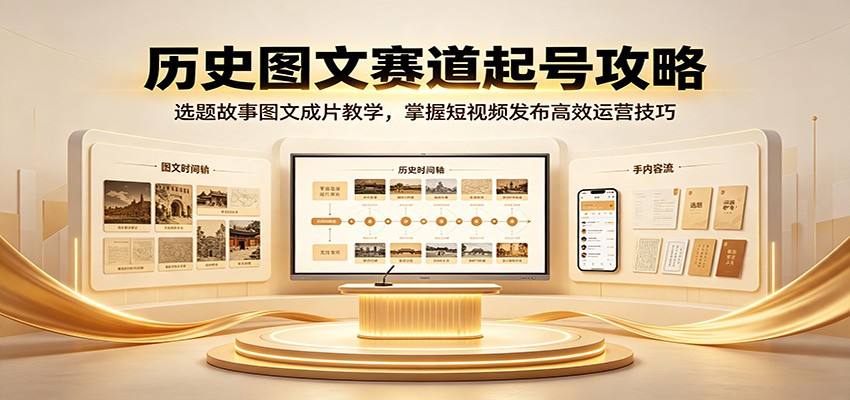 图片[1]-历史图文赛道起号攻略：选题故事图文成片教学，掌握短视频发布高效运营技巧-天边资源网