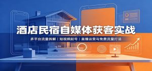 酒店民宿自媒体获客实战：多平台流量拆解，短视频起号，直播运营与免费流量打法-天边资源网