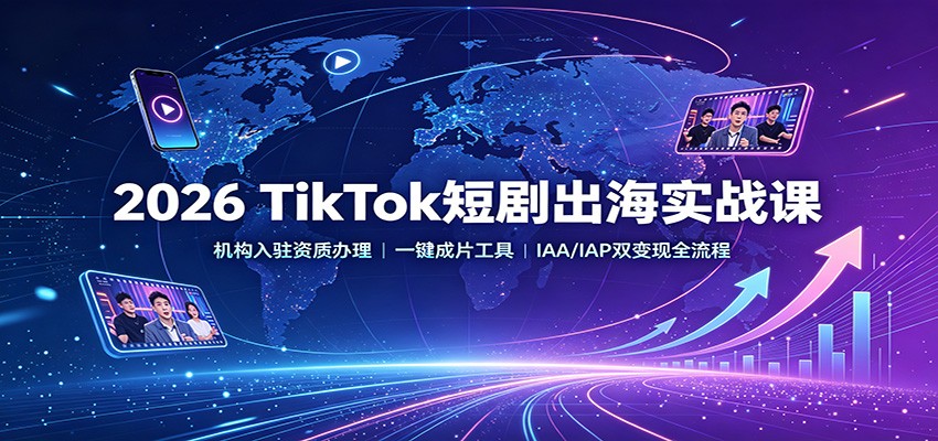 图片[1]-2026 TikTok短剧出海实战课：机构入驻资质办理，一键成片工具，IAA/IAP双变现全流程-天边资源网