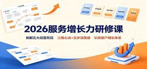 2026服务增长力研修课：拆解五大经营死局，三维心法+五步法搭建长效客户增长体系-天边资源网