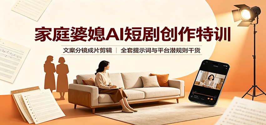 图片[1]-家庭婆媳AI短剧创作特训：文案分镜成片剪辑，全套提示词与平台潜规则干货-天边资源网