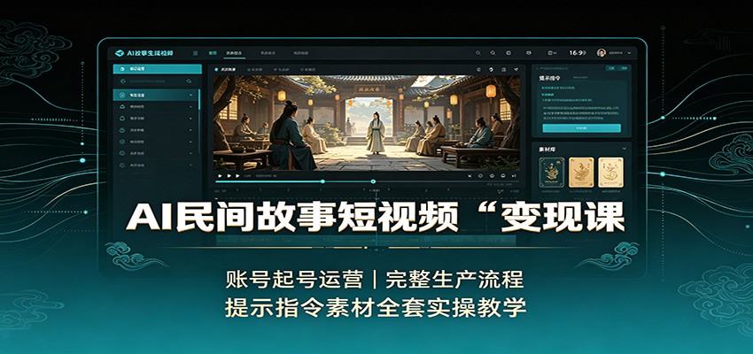 图片[1]-AI民间故事短视频变现课：账号起号运营，完整生产流程，提示指令素材全套实操教学-天边资源网