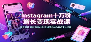 Instagram十万粉增长变现实战课：账号搭建、爆款病毒内容、剪辑带货与私域成交全流程-天边资源网