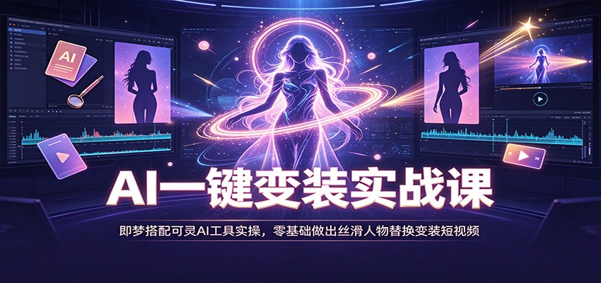 图片[1]-AI一键变装实战课：即梦搭配可灵AI工具实操，零基础做出丝滑人物替换变装短视频-天边资源网