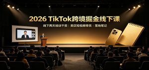 2026 TikTok跨境掘金线下课：线下两天培训干货，美区短视频带货落地笔记-天边资源网