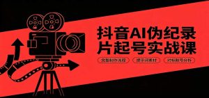 抖音AI伪纪录片起号实战课：完整制作流程，提示词素材，对标账号分析-天边资源网