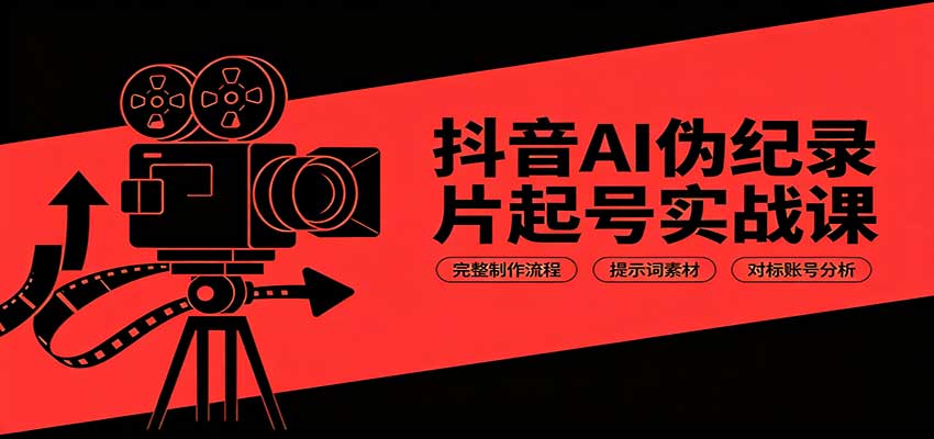 图片[1]-抖音AI伪纪录片起号实战课：完整制作流程，提示词素材，对标账号分析-天边资源网