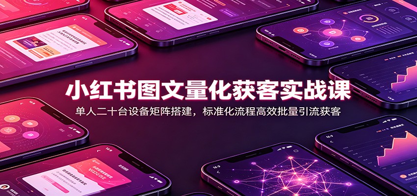 图片[1]-小红书图文量化获客实战课：单人二十台设备矩阵搭建，标准化流程高效批量引流获客-天边资源网