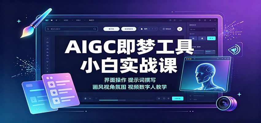 图片[1]-AIGC即梦工具小白实战课：界面操作，提示词撰写，画风视角氛围视频数字人教学-天边资源网