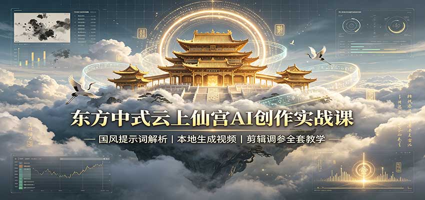 图片[1]-东方中式云上仙宫AI创作实战课：国风提示词解析，本地生成视频，剪辑调参全套教学-天边资源网