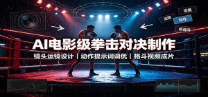 AI电影级拳击对决制作：镜头运镜设计，动作提示词调优，格斗视频成片-天边资源网