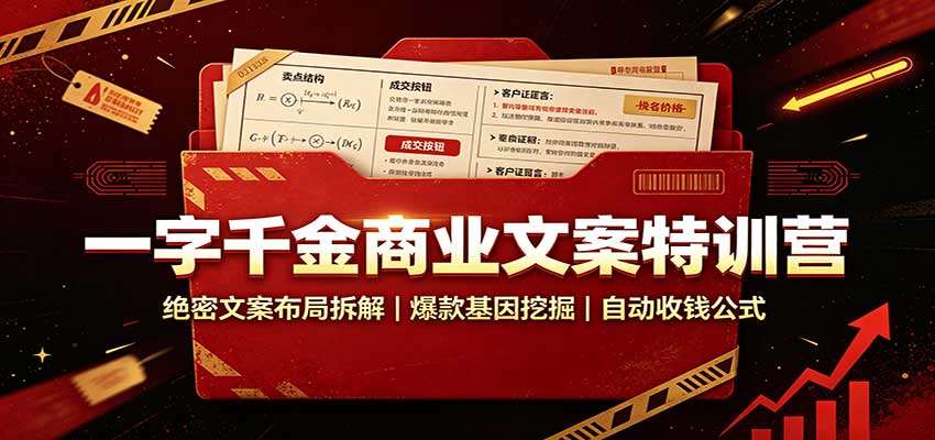 图片[1]-一字千金商业文案特训营：绝密文案布局拆解，爆款基因挖掘，自动收钱公式-天边资源网