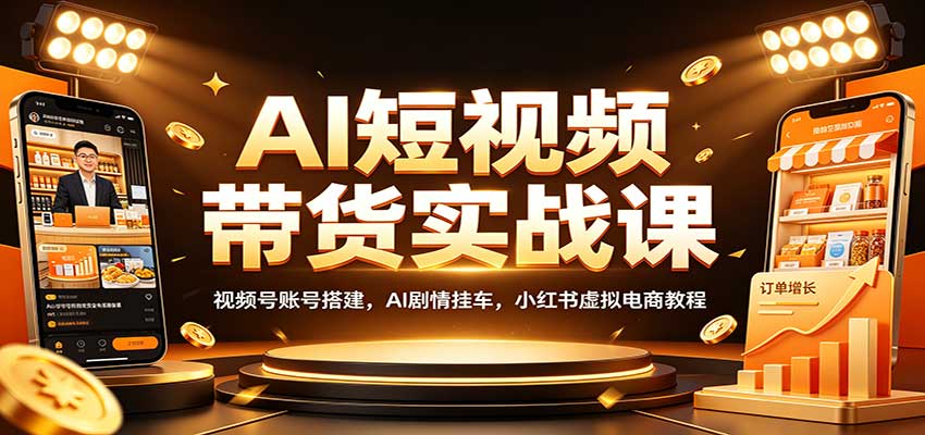 图片[1]-AI短视频带货实战课：视频号账号搭建，AI剧情挂车，小红书虚拟电商教程-天边资源网