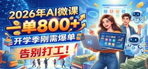 2026年AI微课，一单800+，开学季刚需爆单，告别打工！-天边资源网