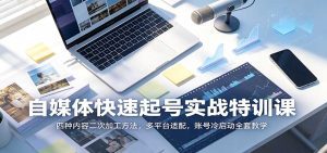 自媒体快速起号实战特训课：四种内容二次加工方法，多平台适配，账号冷启动全套教学-天边资源网